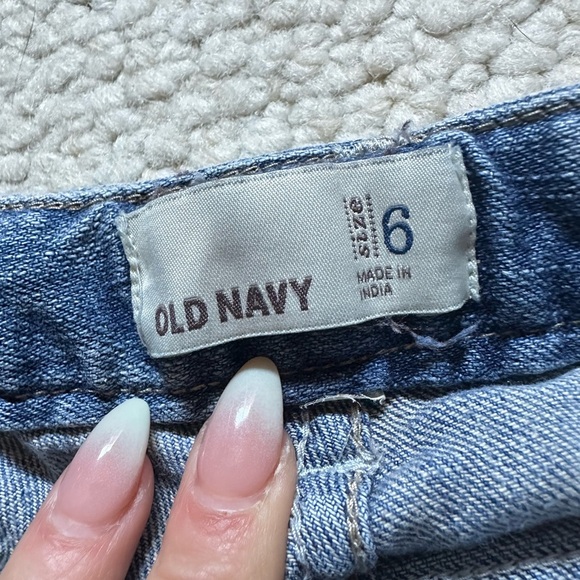 VTG Old Navy Girls Sz 6 Blue Denim Jeans Embroidered  Cross Stitch Straight Y2K - Picture 7 of 13